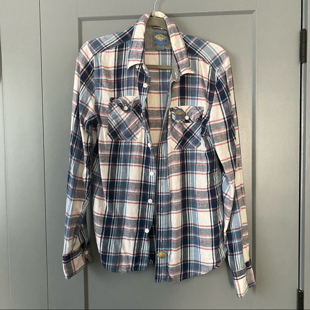 Navy, cream, and red Superdry flannel